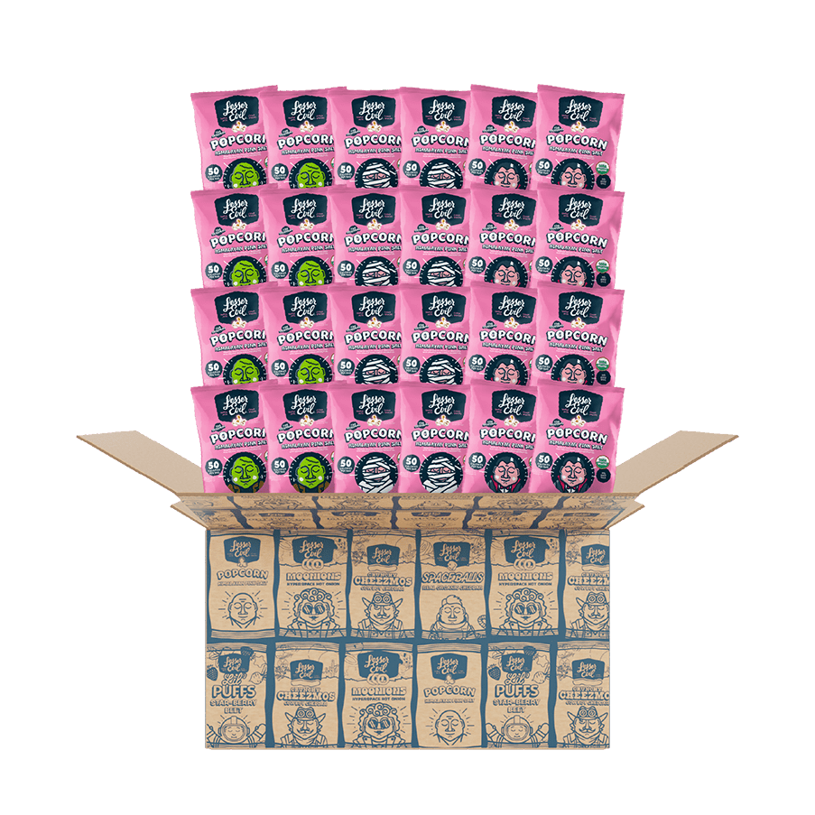 24 Pack Snack Size Halloween Himalayan Pink Organic Popcorn