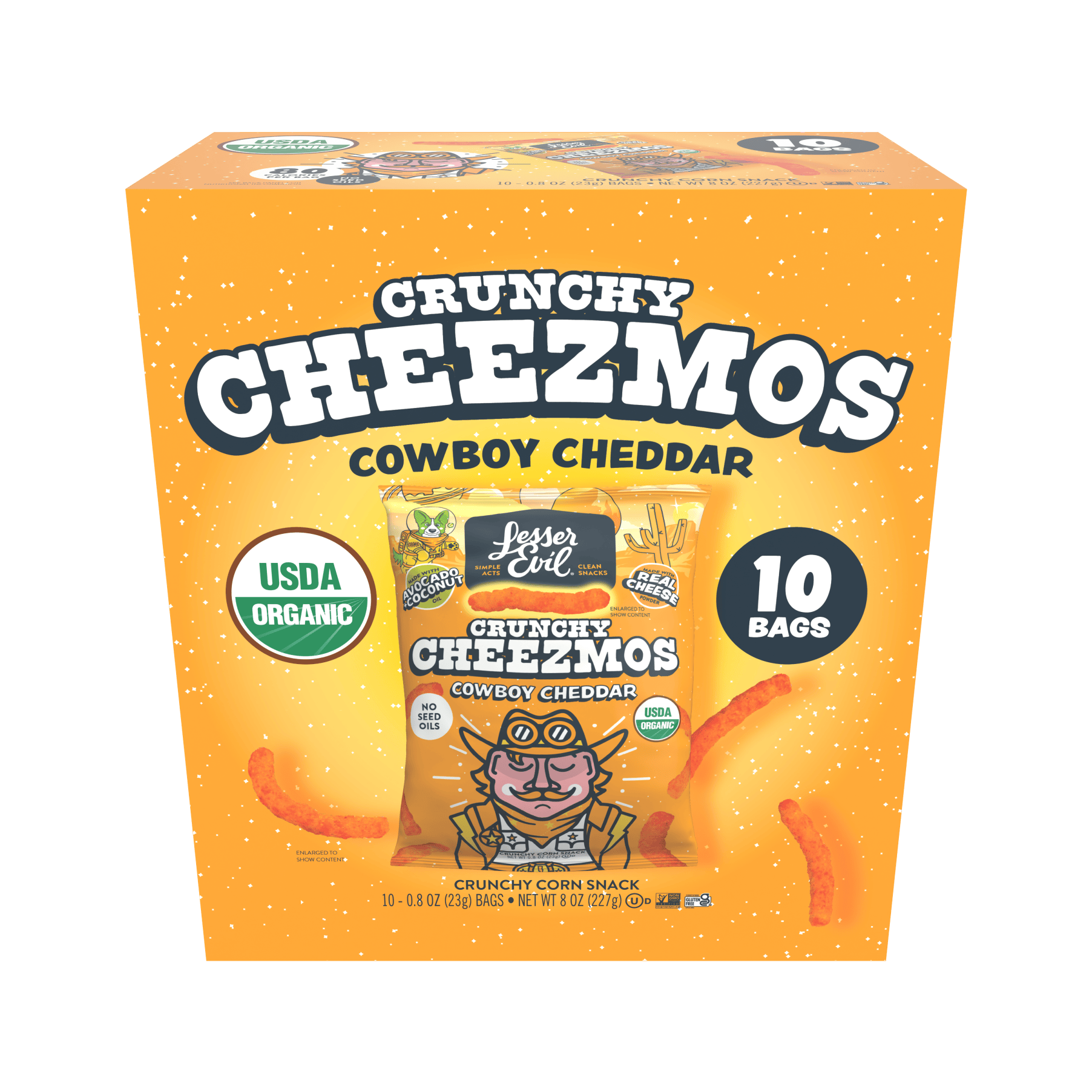 Cowboy Cheddar Cheezmos Snack Pack | LesserEvil Snacks | Cheese Puffs
