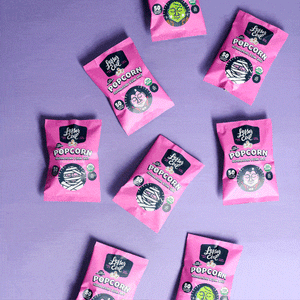 Twenty-four snack-sized bags of LesserEvil Snacks Halloween Himalayan Pink Organic Popcorn are ideal for sharing while planning costumes.