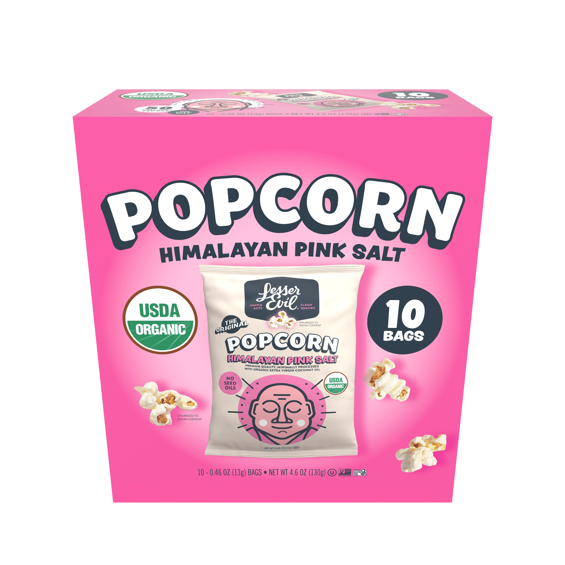 Himalayan Pink Salt Popcorn | LesserEvil | Organic Popcorn