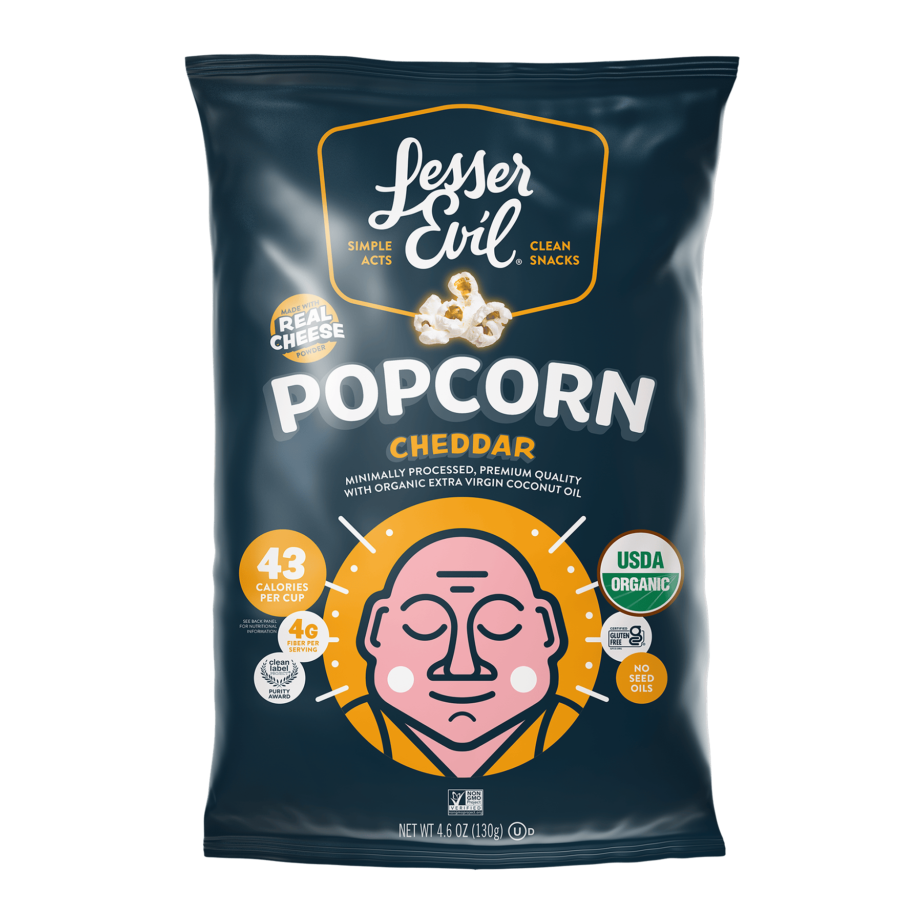 Real Organic Cheddar Popcorn | LesserEvil | Salty Snacks