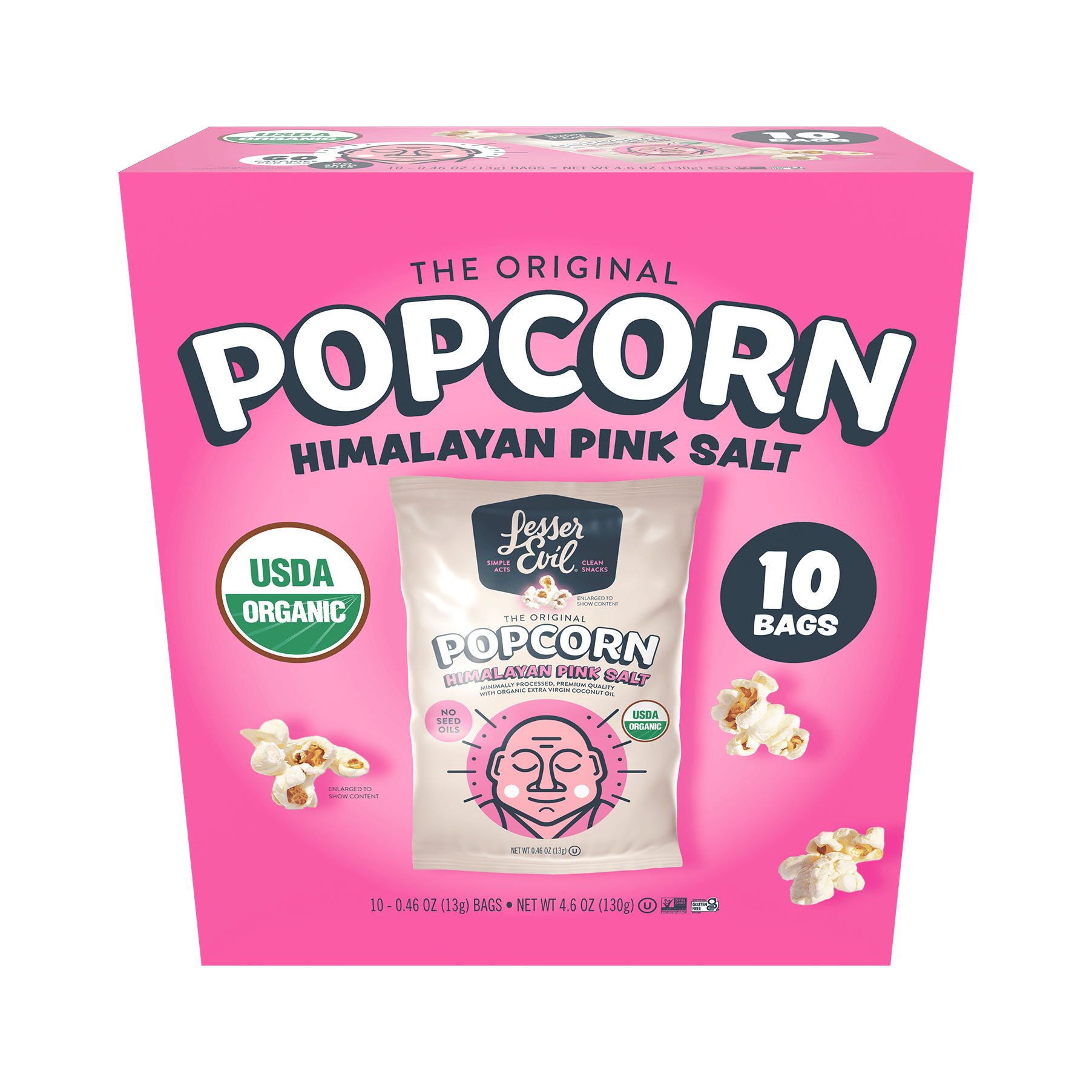 Himalayan Pink Salt Popcorn | LesserEvil | Organic Popcorn