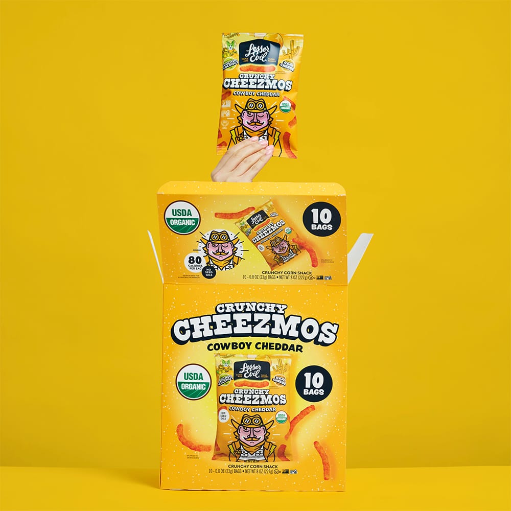 Cowboy Cheddar Cheezmos Snack Pack | LesserEvil Snacks | Cheese Puffs