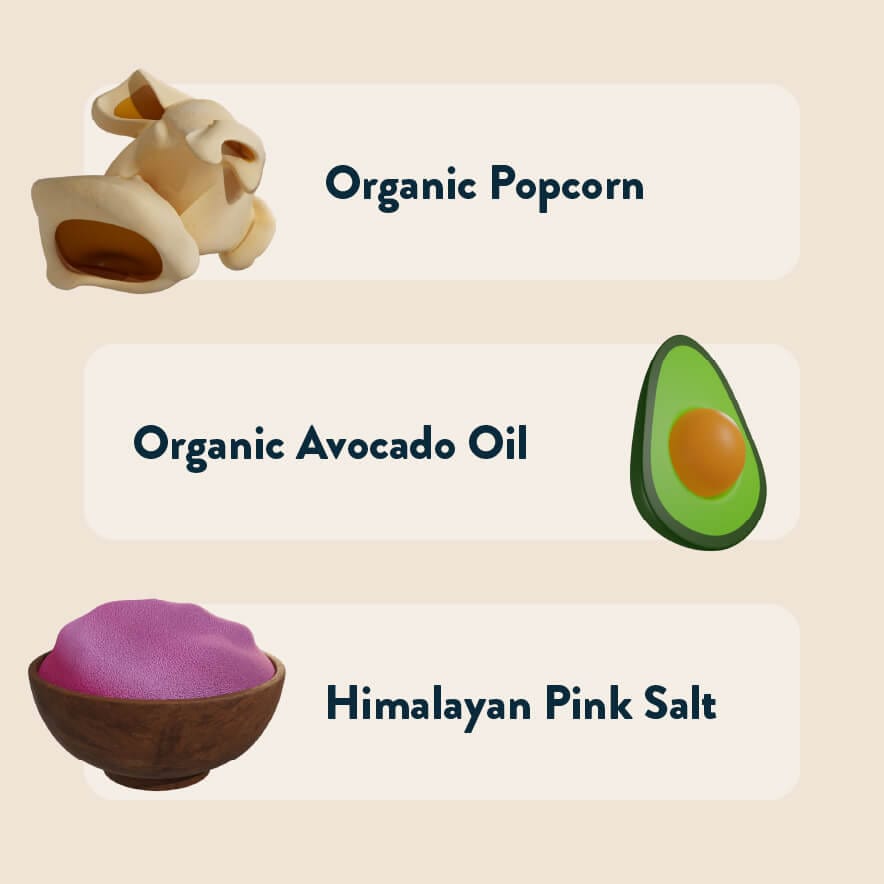 LesserEvil Avocado-licious Organic Popcorn blends organic popcorn, avocado oil, and Himalayan pink salt for a tasty vegan snack with clearly labeled ingredients.