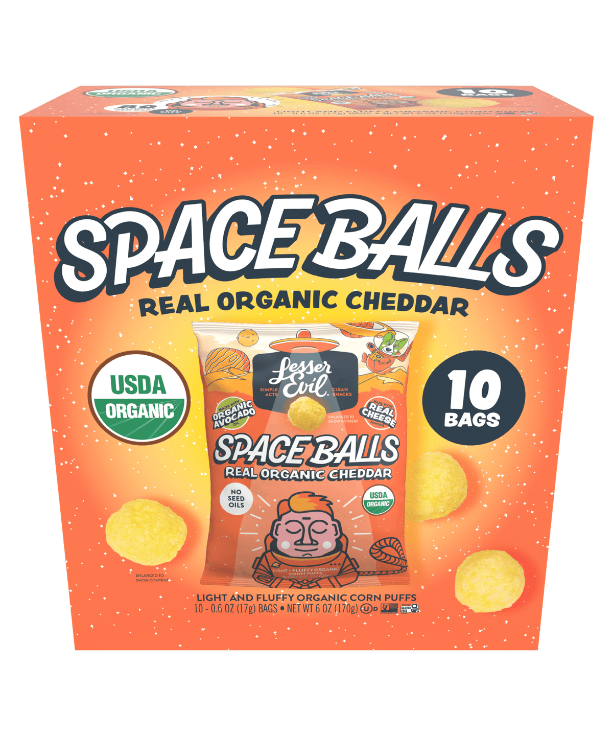 Real Organic Cheddar Space Balls Snack Box