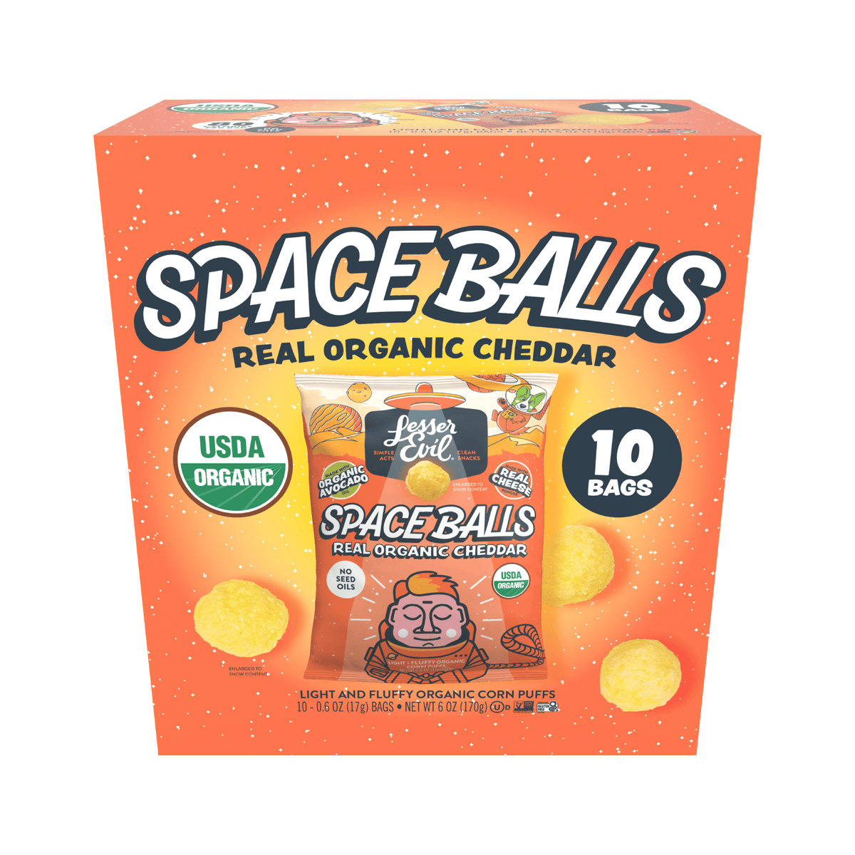 Real Organic Cheddar Space Balls Snack Box