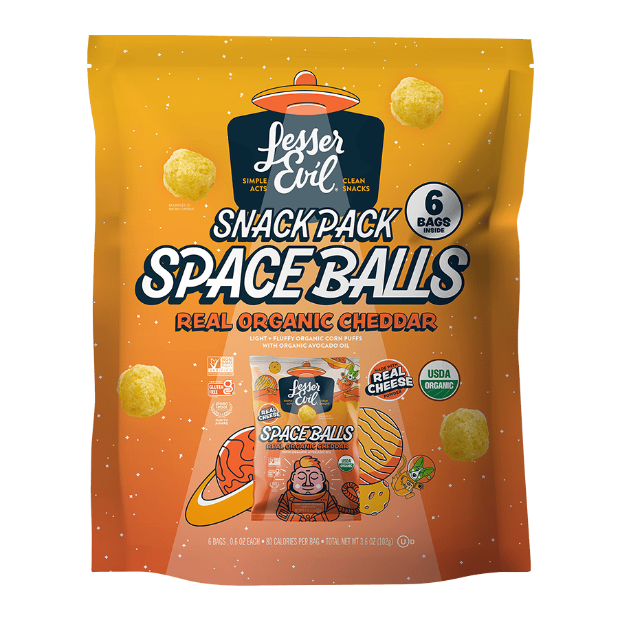 Real Organic Cheddar Space Balls Snack Pack