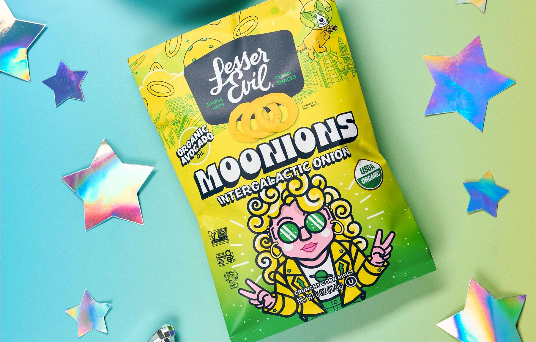 Intergalactic Onion Moonions | LesserEvil | Onion Ring Snack