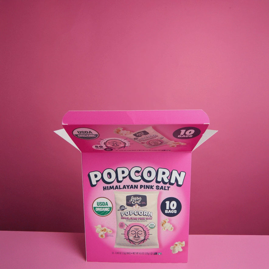 Himalayan Pink Salt Popcorn | LesserEvil | Organic Popcorn